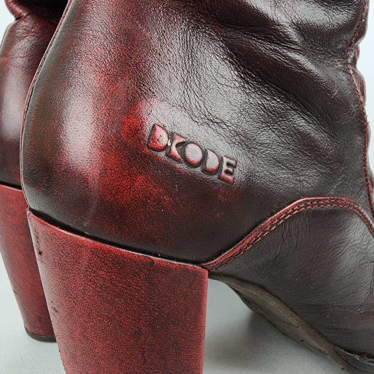 Dkode Red Leather Heeled Boots Size 8.5