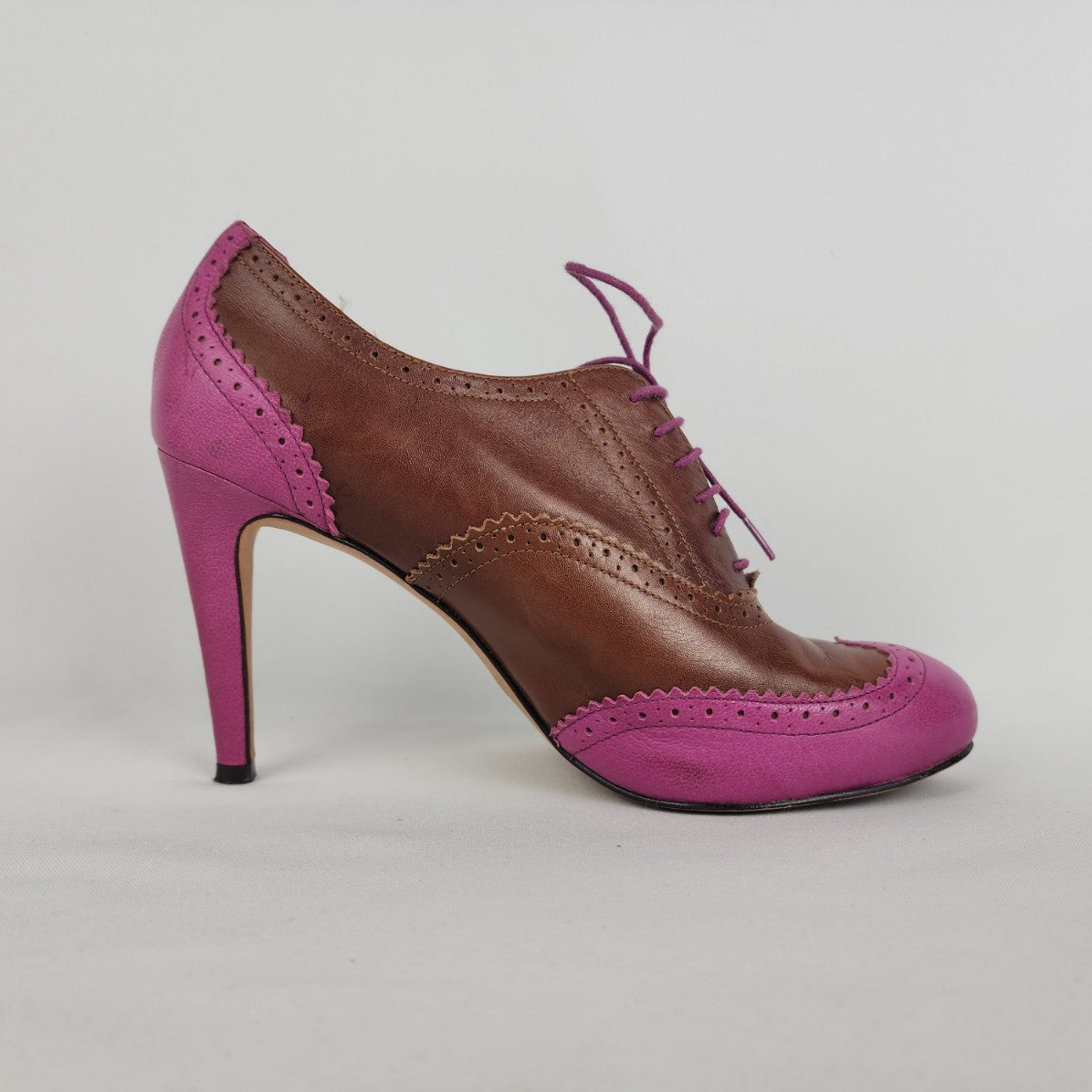 Cole Haan Brown & Pink Leather Lucinda Nike Air Oxford Heels Size 9.5