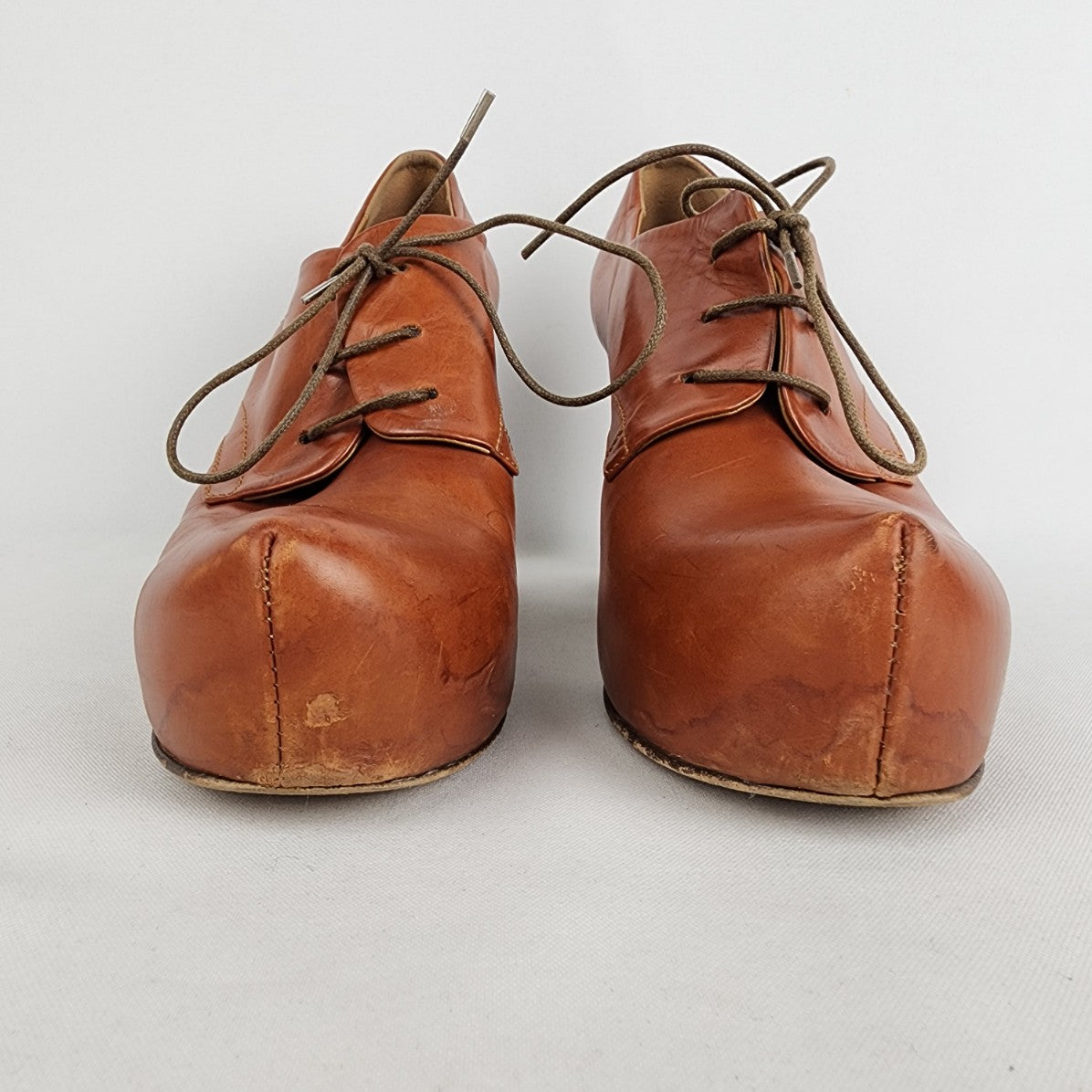 Objects in Mirror Brown Leather Lace Up Platform Oxfords Size 8.5