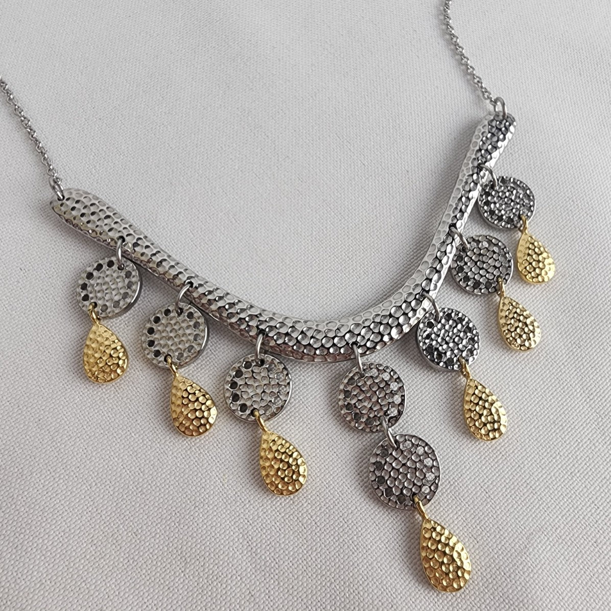 Tocara Stainless Steel Silver & Gold Tone Statement Necklace