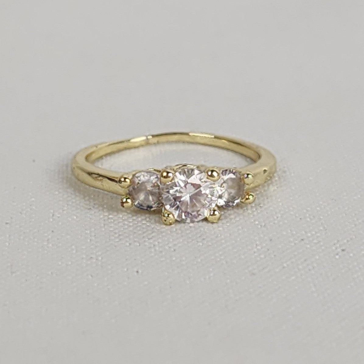 Gold Tone Faceted Stone Ring Size 8.5