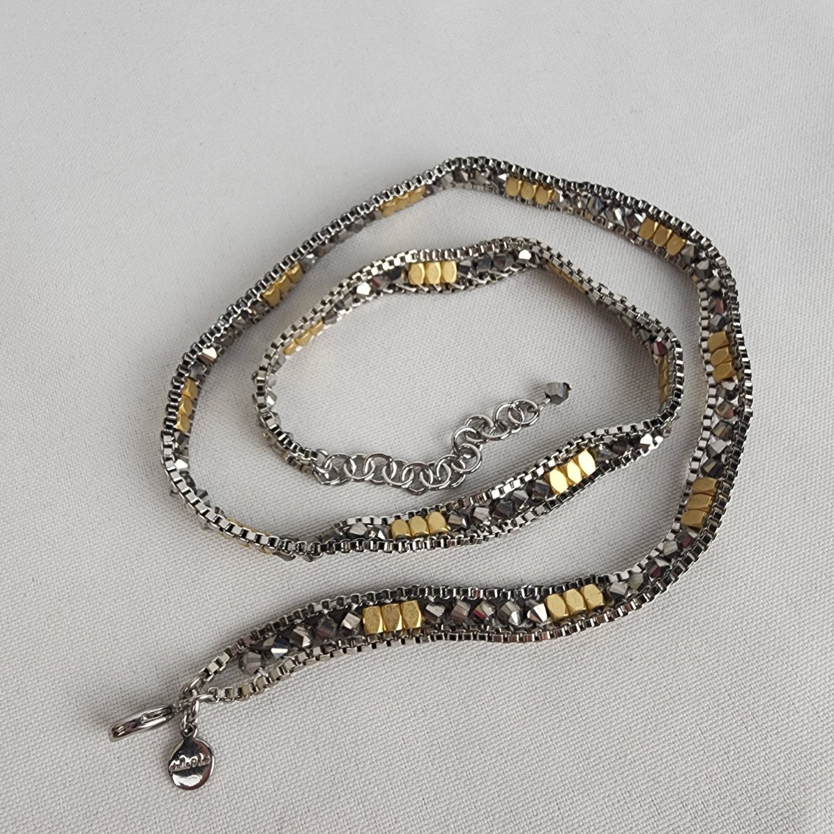 Stella & Dot Luna Gold & Silver Tone Beaded Metallic Wrap Bracelet