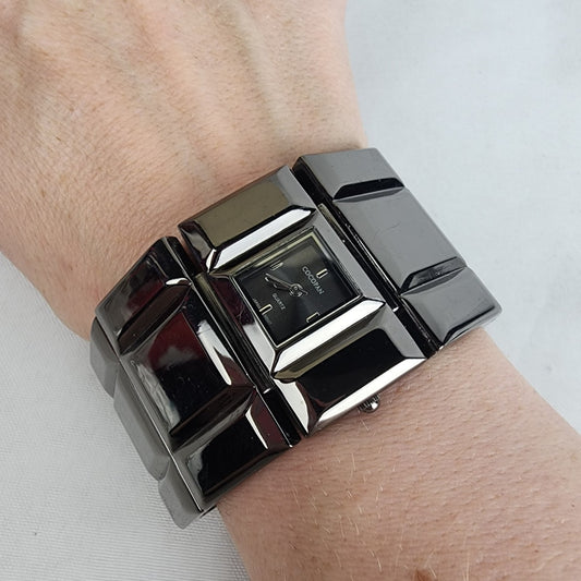 Cocopan Black Metallic Statement Watch