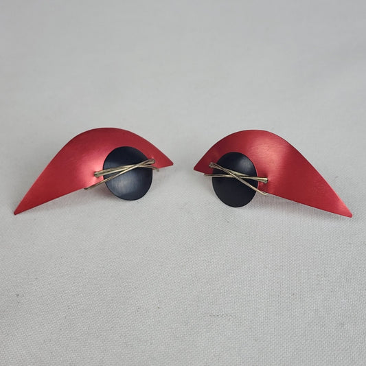 Vintage Red Metallic Statement Earrings