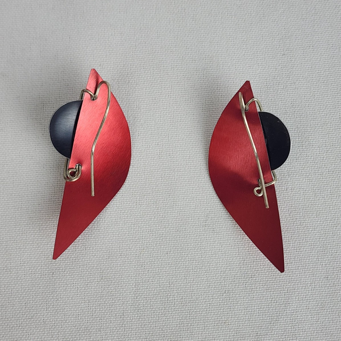 Vintage Red Metallic Statement Earrings