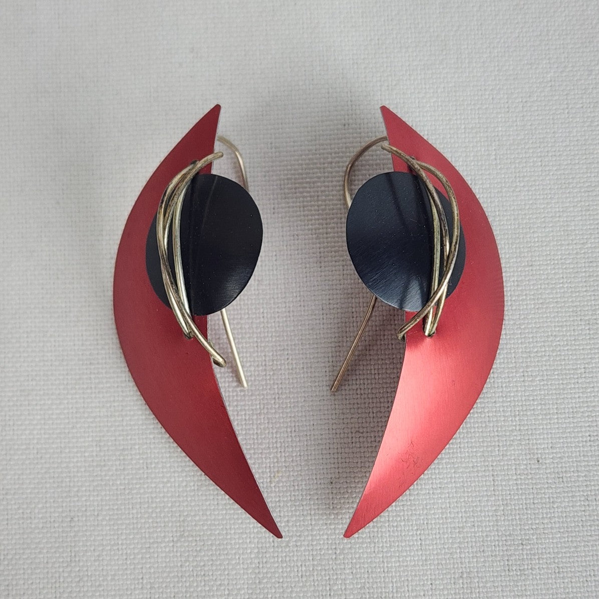 Vintage Red Metallic Statement Earrings