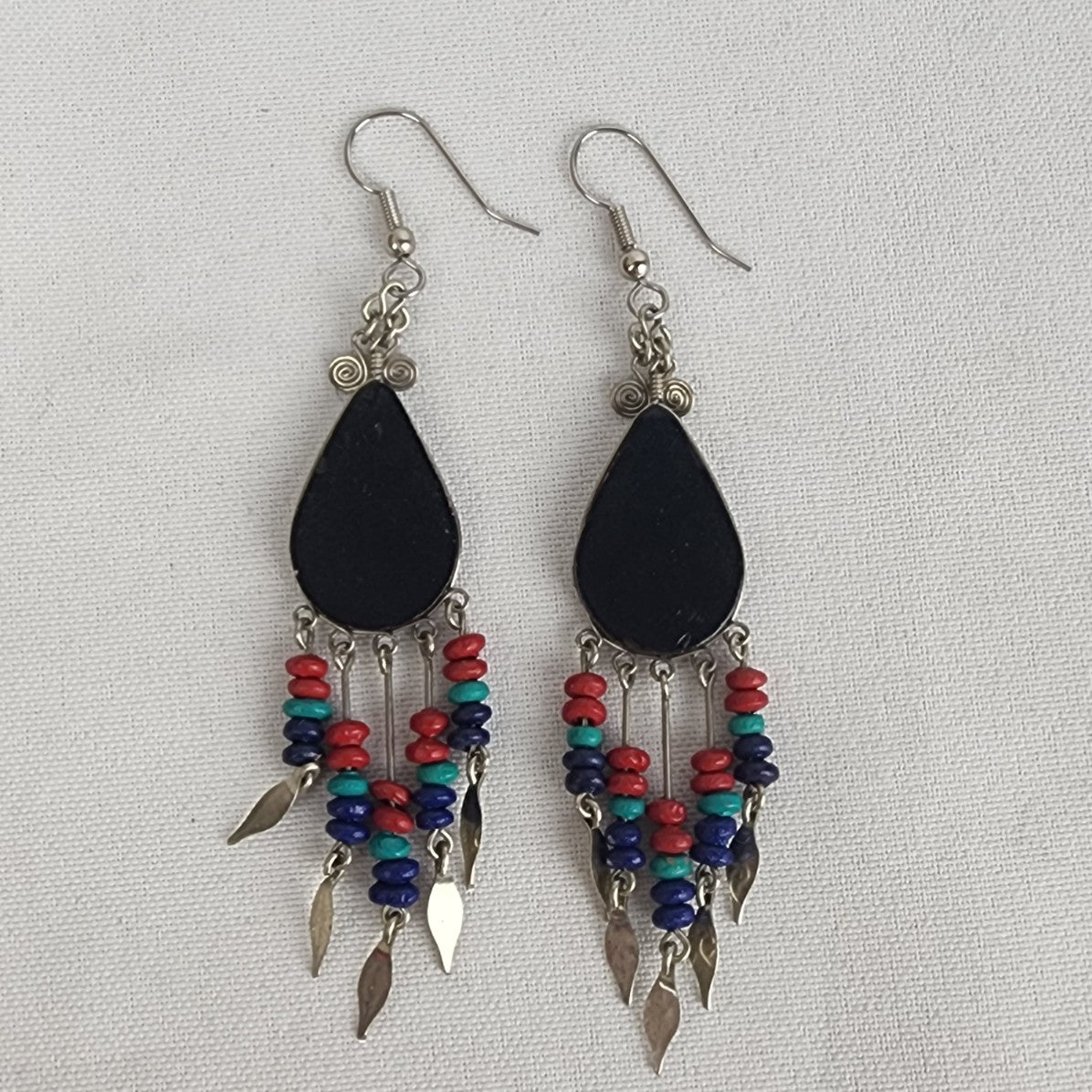 Red Beaded Chandelier Earrings