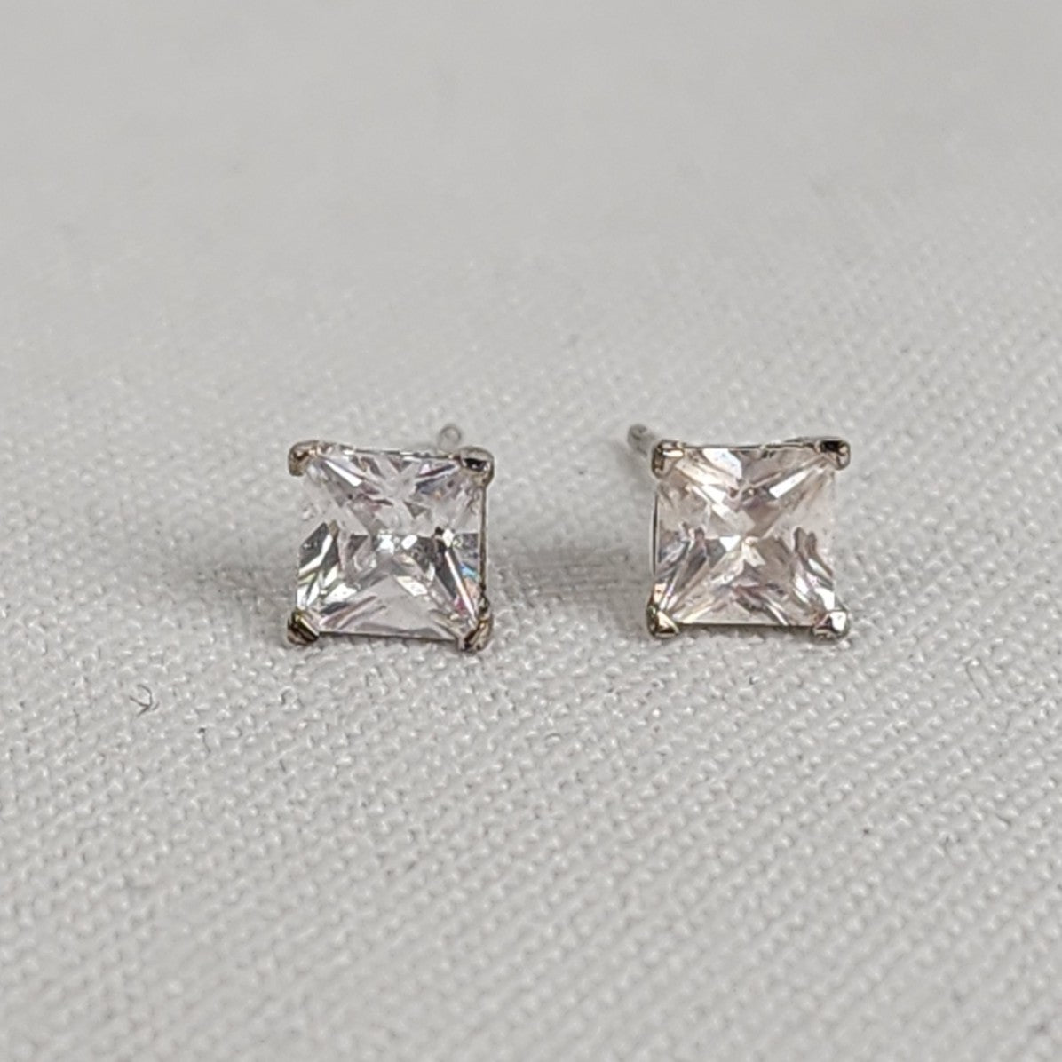 925 Sterling CZ Square Stud Earrings