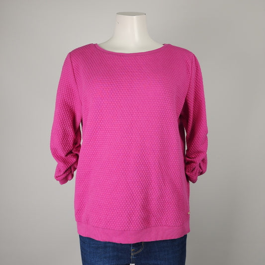 Tom Tailor Pink Cotton Ruched Sleeve Sweatshirt Size L/XL