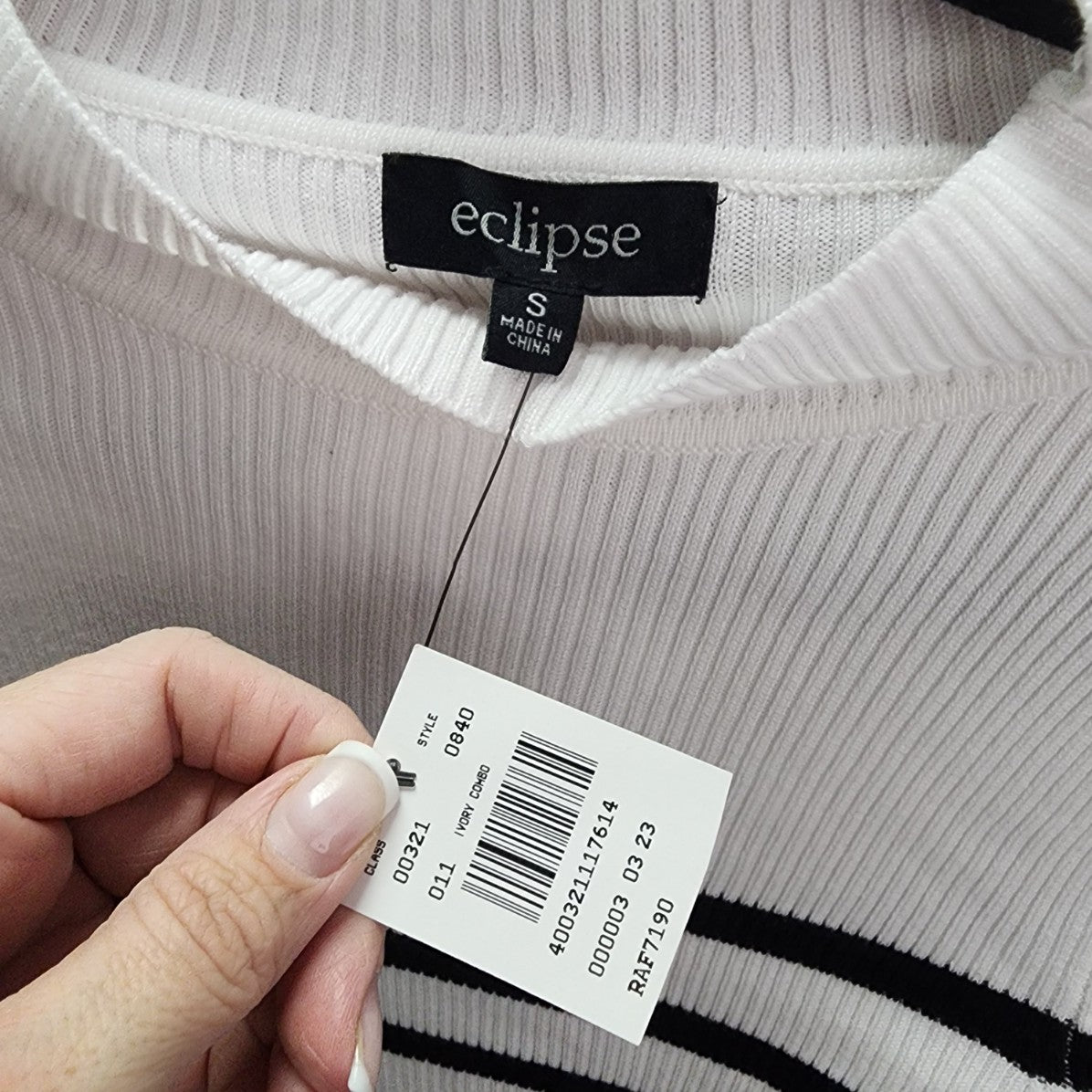 Eclipse White & Black Striped Knit Sweater Size S