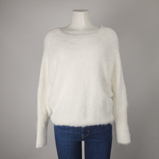 Jessica Simpson White Eyelash Knit Sweater Size L