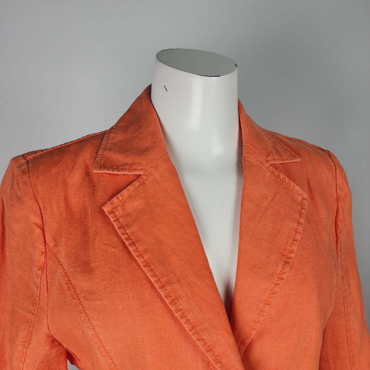 Tuzzi Orange Linen Zip Up Blazer Jacket Size M