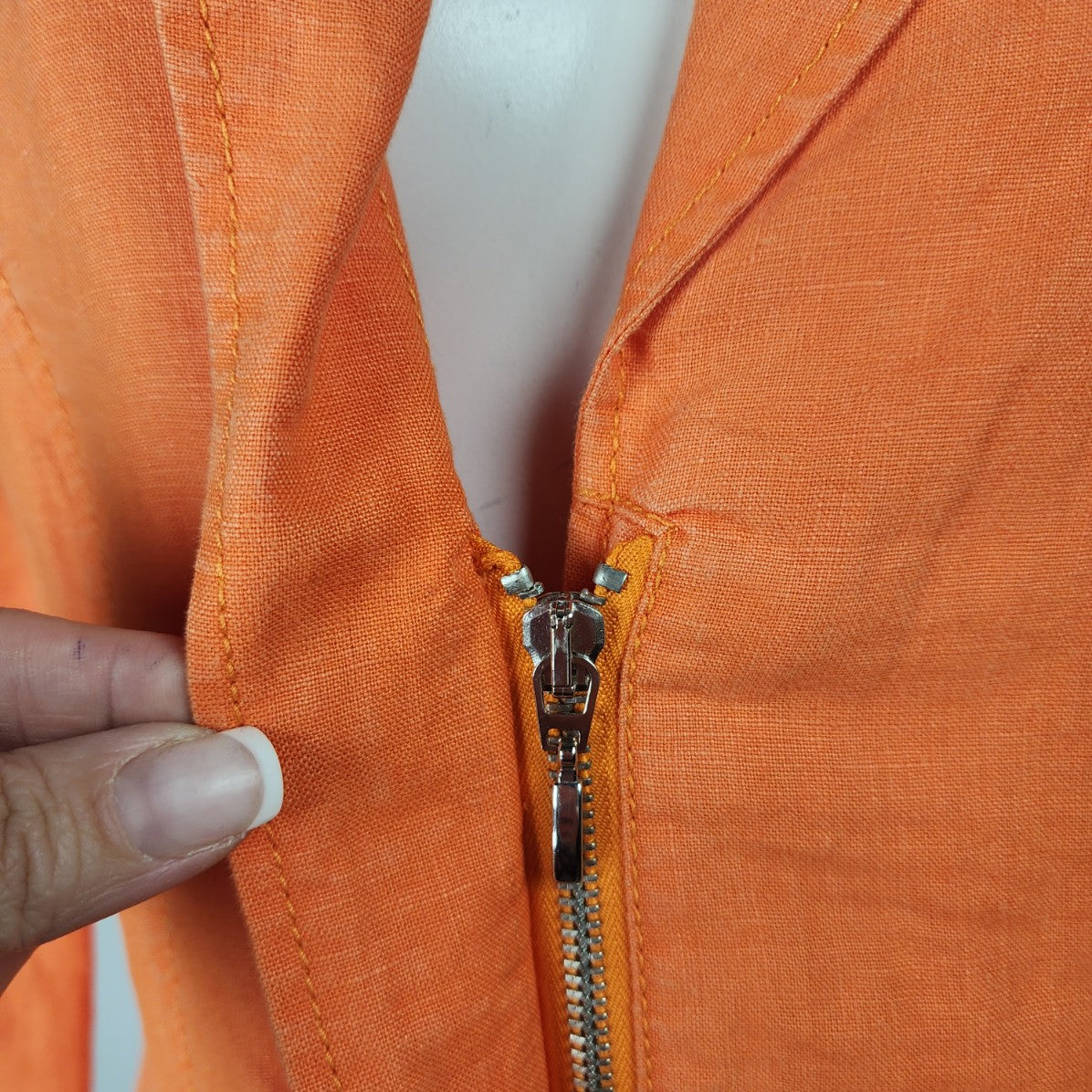 Tuzzi Orange Linen Zip Up Blazer Jacket Size M