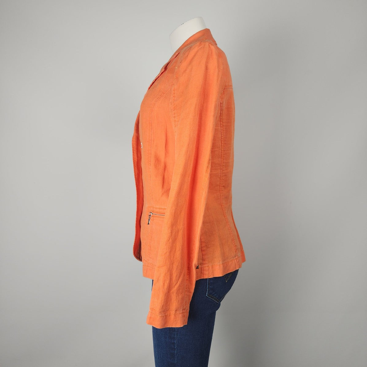 Tuzzi Orange Linen Zip Up Blazer Jacket Size M