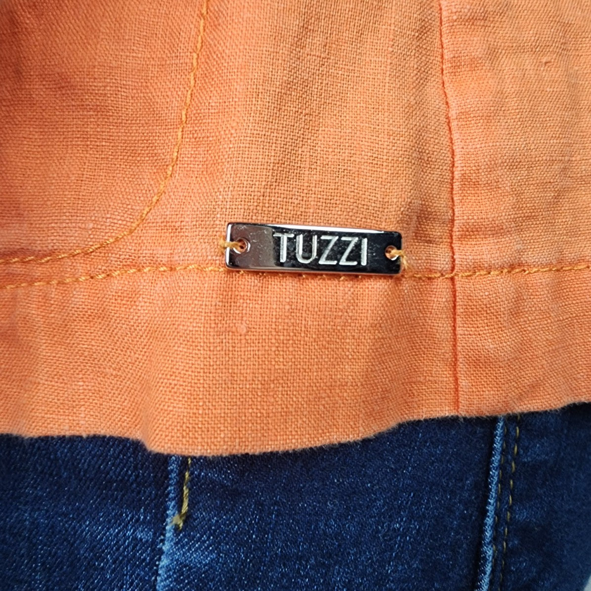 Tuzzi Orange Linen Zip Up Blazer Jacket Size M