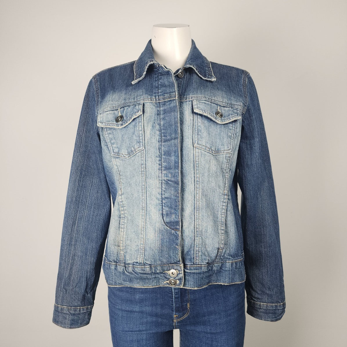 Contrast Blue Cotton Denim Jacket Size L