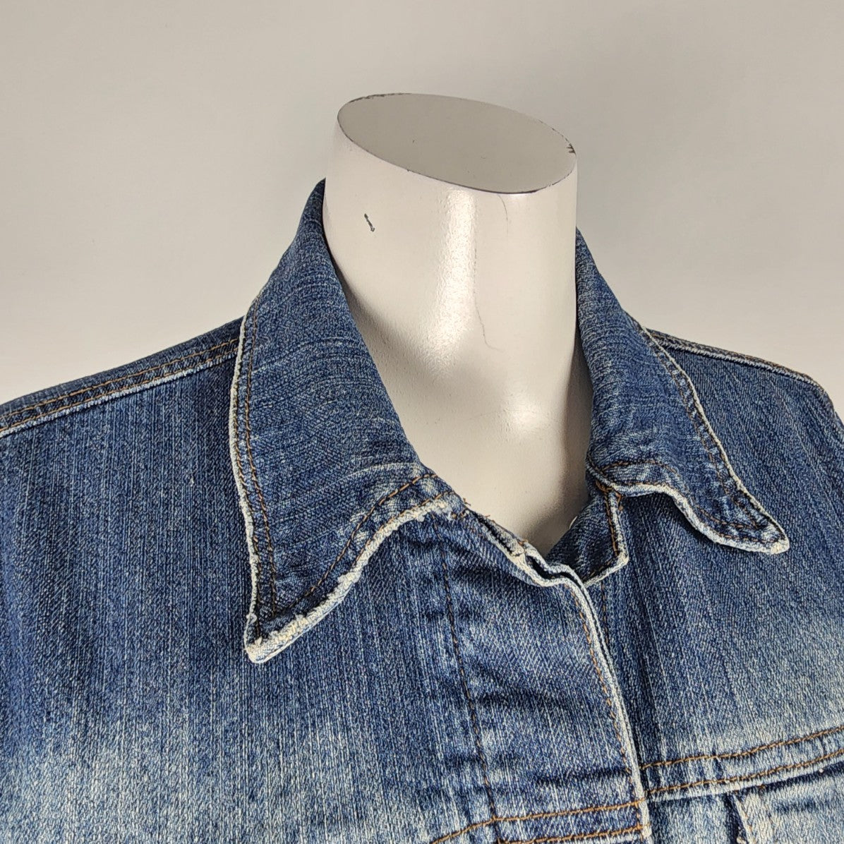 Contrast Blue Cotton Denim Jacket Size L