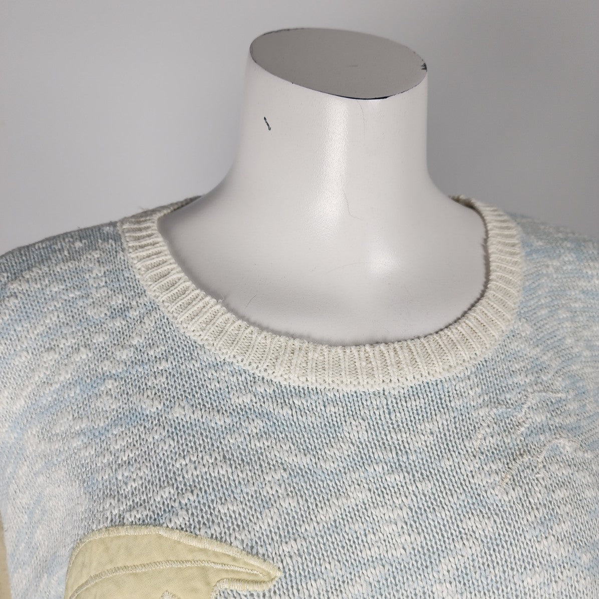 Vintage Cream Knit Beach Scene Sweater Size M