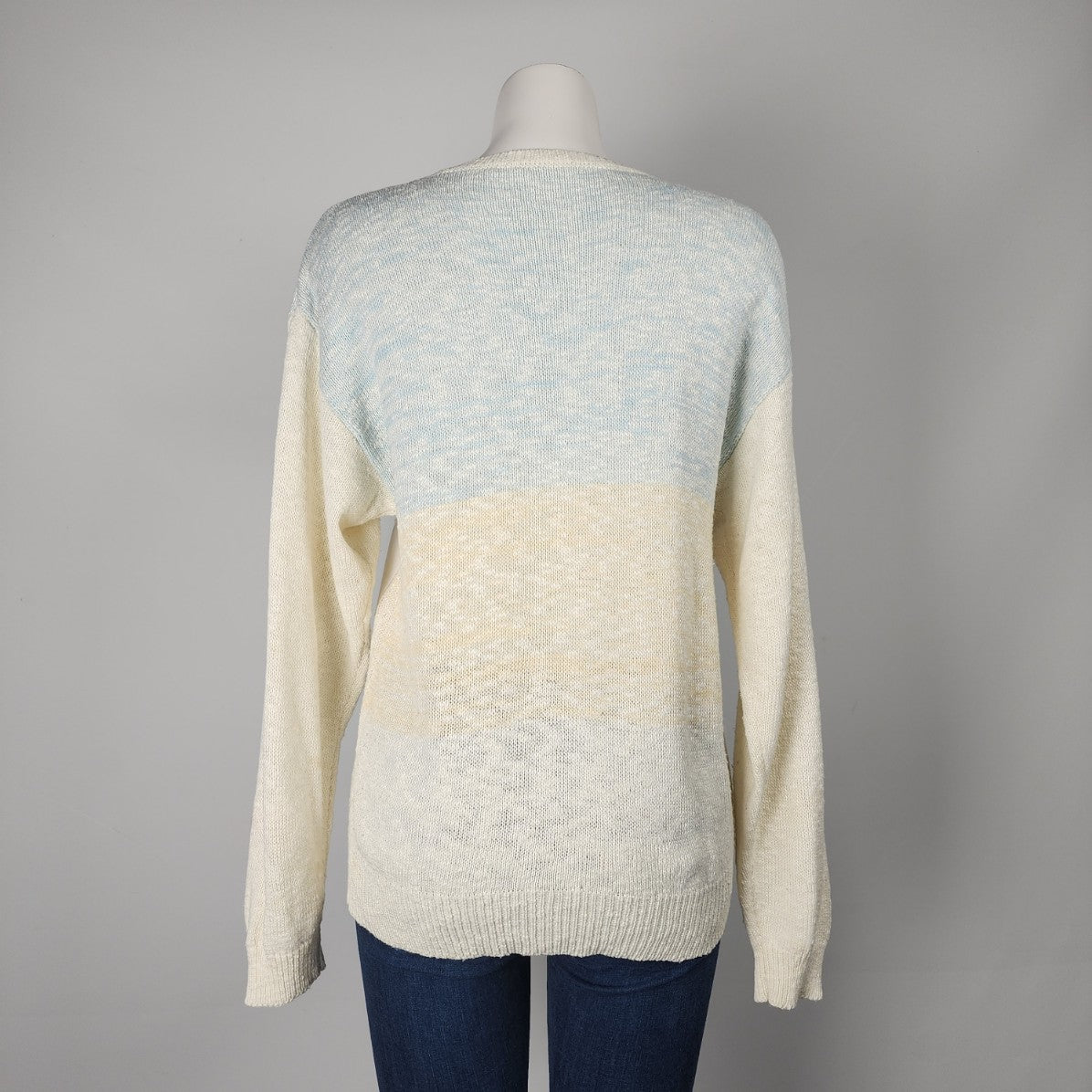 Vintage Cream Knit Beach Scene Sweater Size M