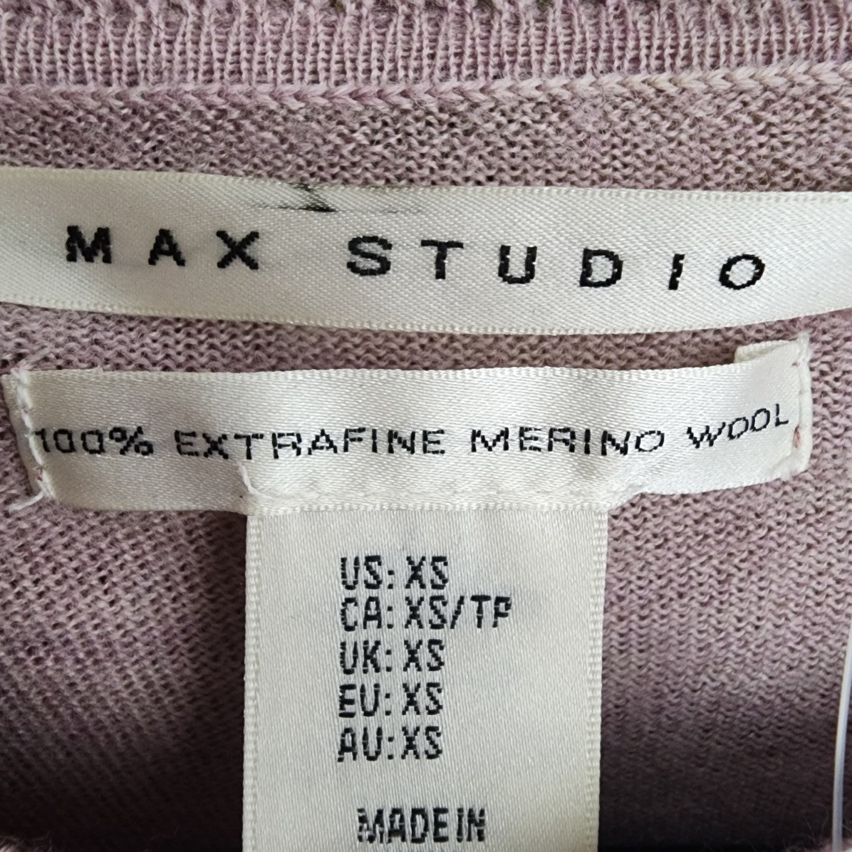 Max Studio Pink Merino Wool Flare Sleeve Knit Sweater Size XS