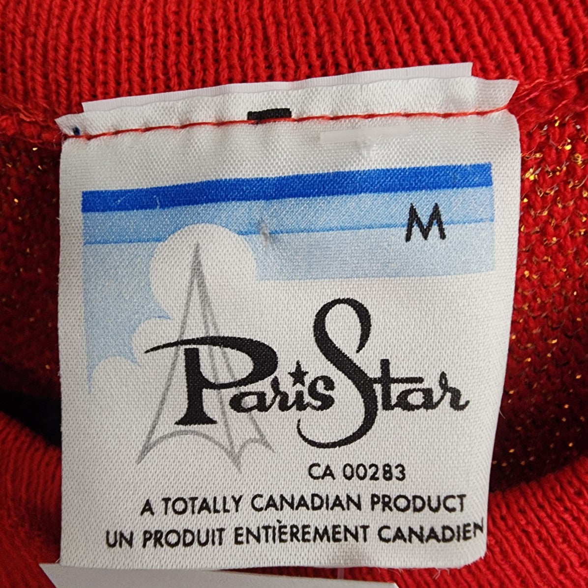 Vintage Paris Star Red & Gold Knit Sweater Size M