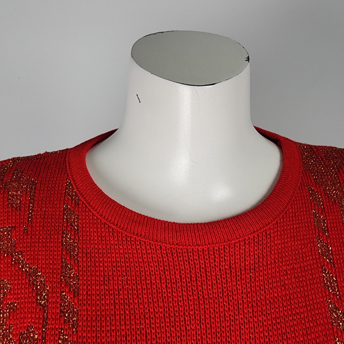 Vintage Paris Star Red & Gold Knit Sweater Size M