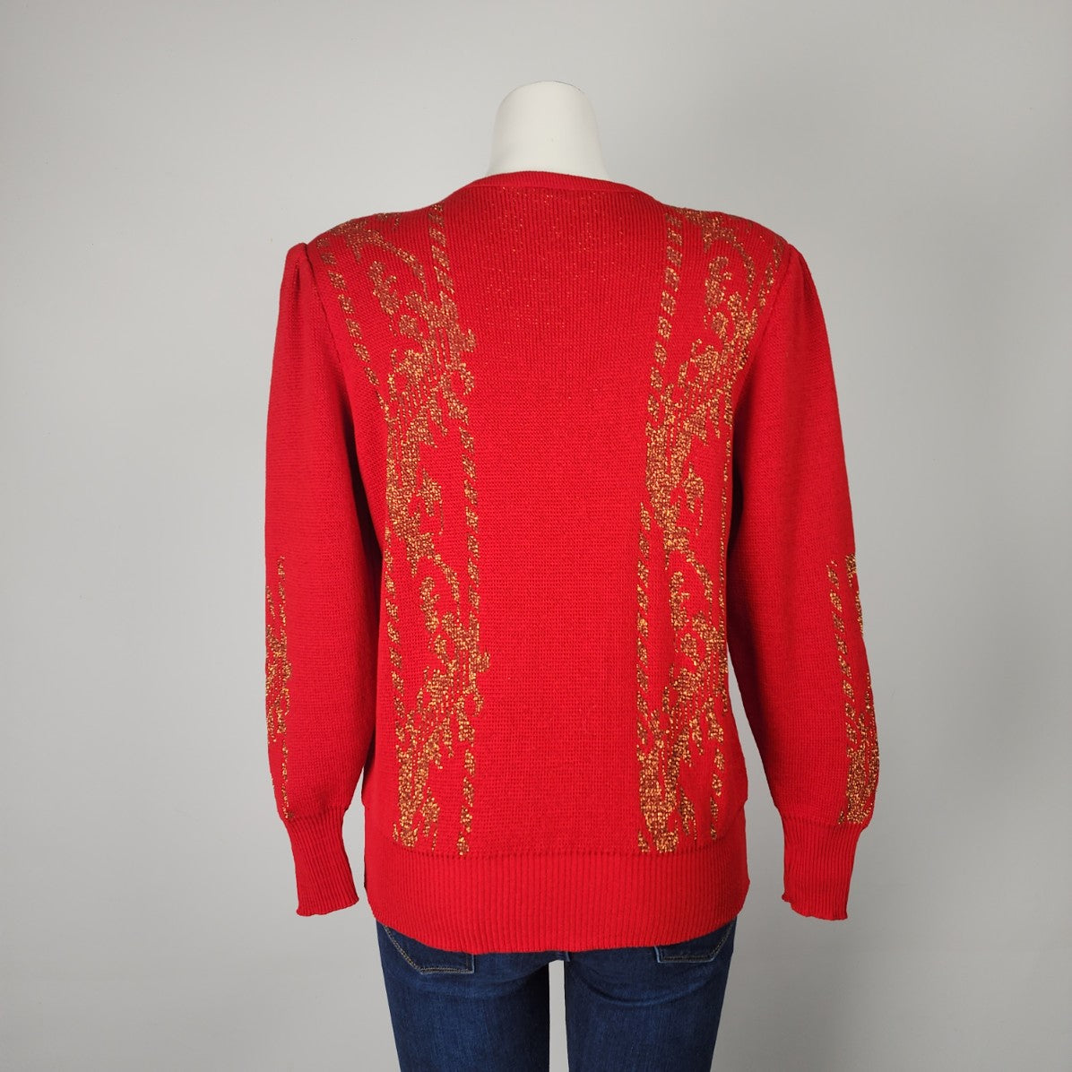 Vintage Paris Star Red & Gold Knit Sweater Size M