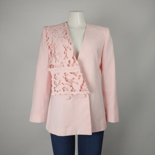 Vintage Sterling Cooper Soft Pink Floral Cutout Blazer Size 10/11