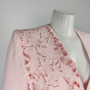 Vintage Sterling Cooper Soft Pink Floral Cutout Blazer Size 10/11