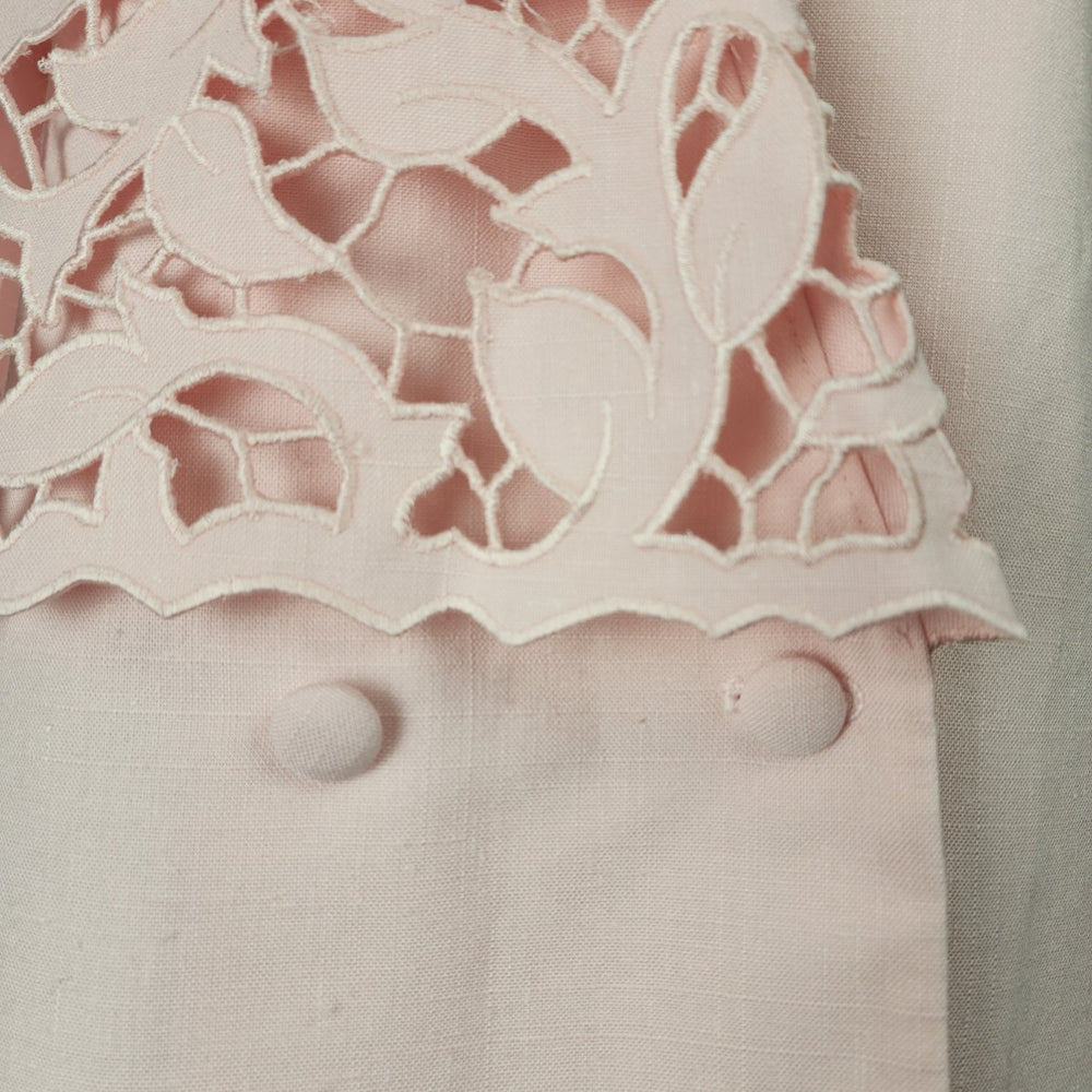 Vintage Sterling Cooper Soft Pink Floral Cutout Blazer Size 10/11