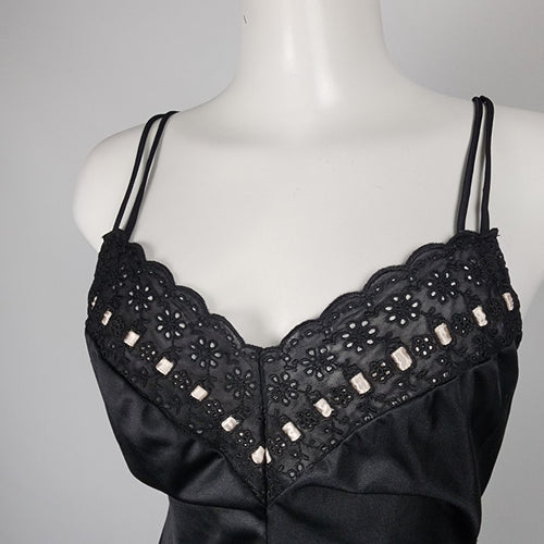 Vintage Black Ruffle Lingerie Top Size M