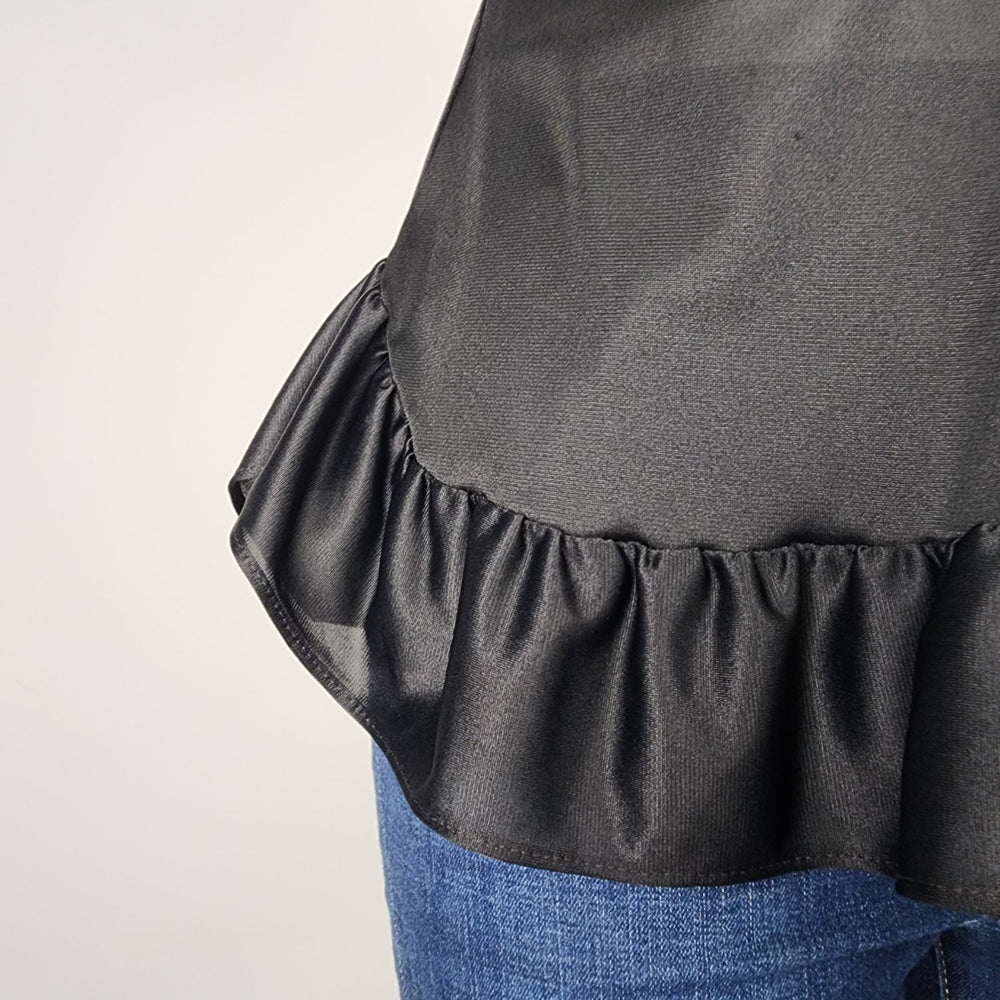 Vintage Black Ruffle Lingerie Top Size M