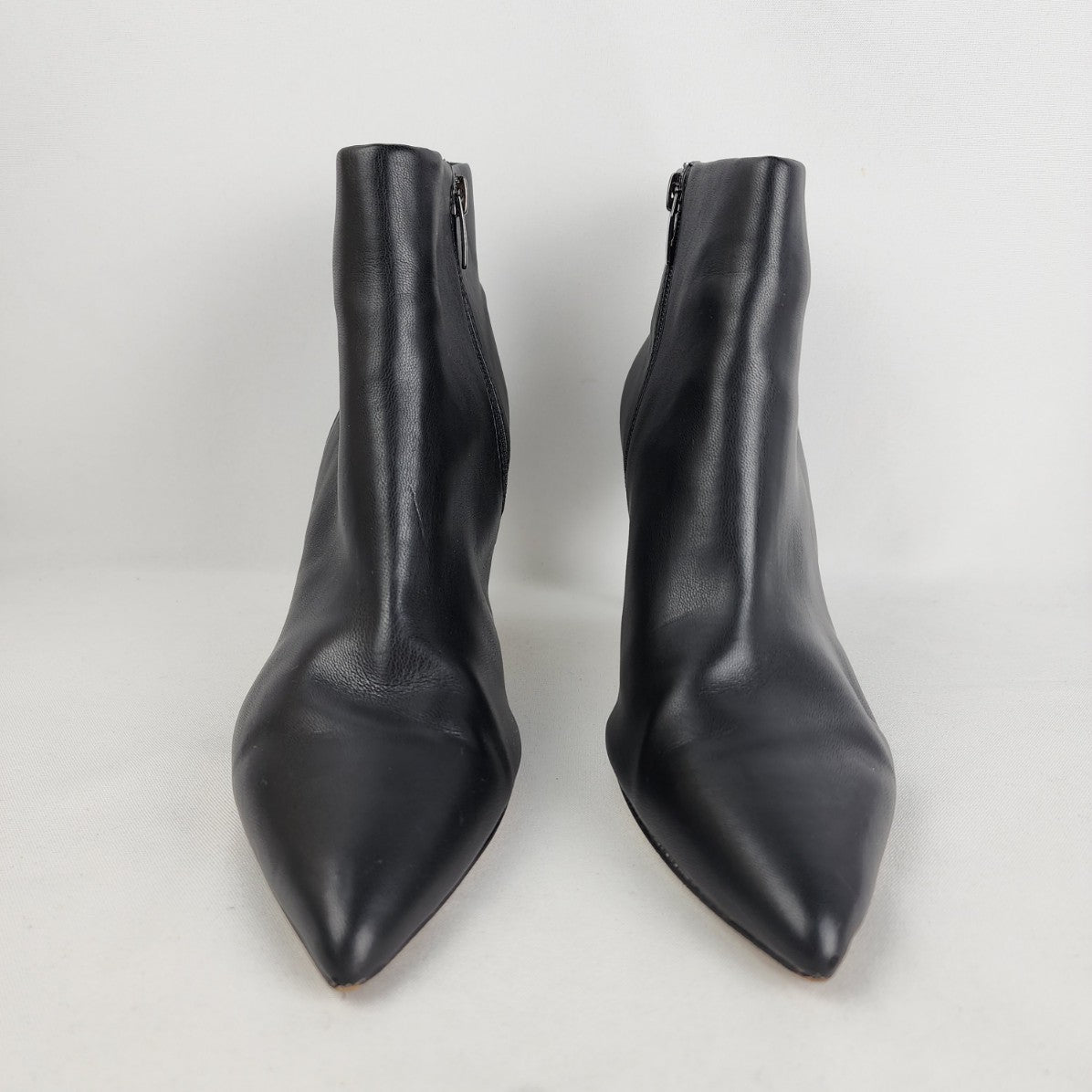 Nine West Black Leather Heeled Ankle Booties Size 8.5