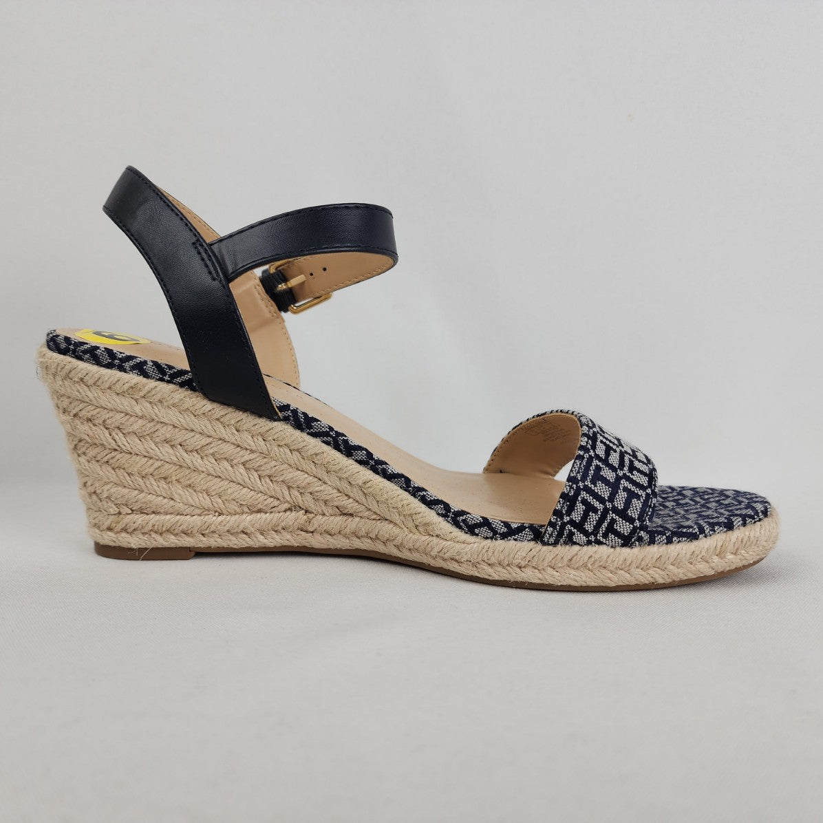 Tommy Hilfiger Blue Monogram Wedge Heel Sandals Size 9