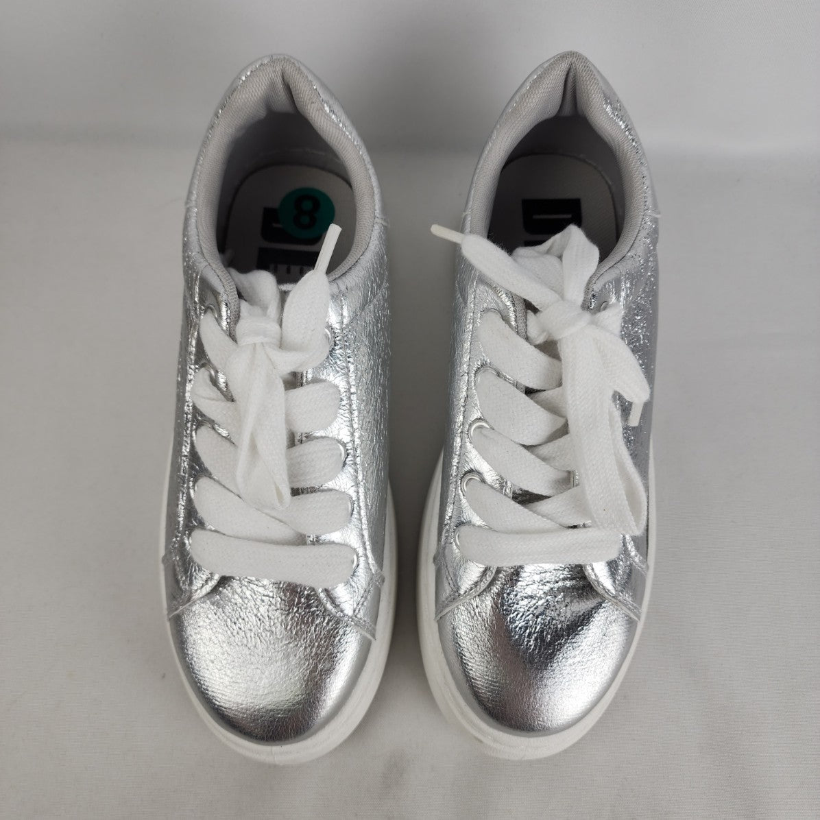 Dirty Laundry Silver Metallic Record Platform Sneaker Size 8