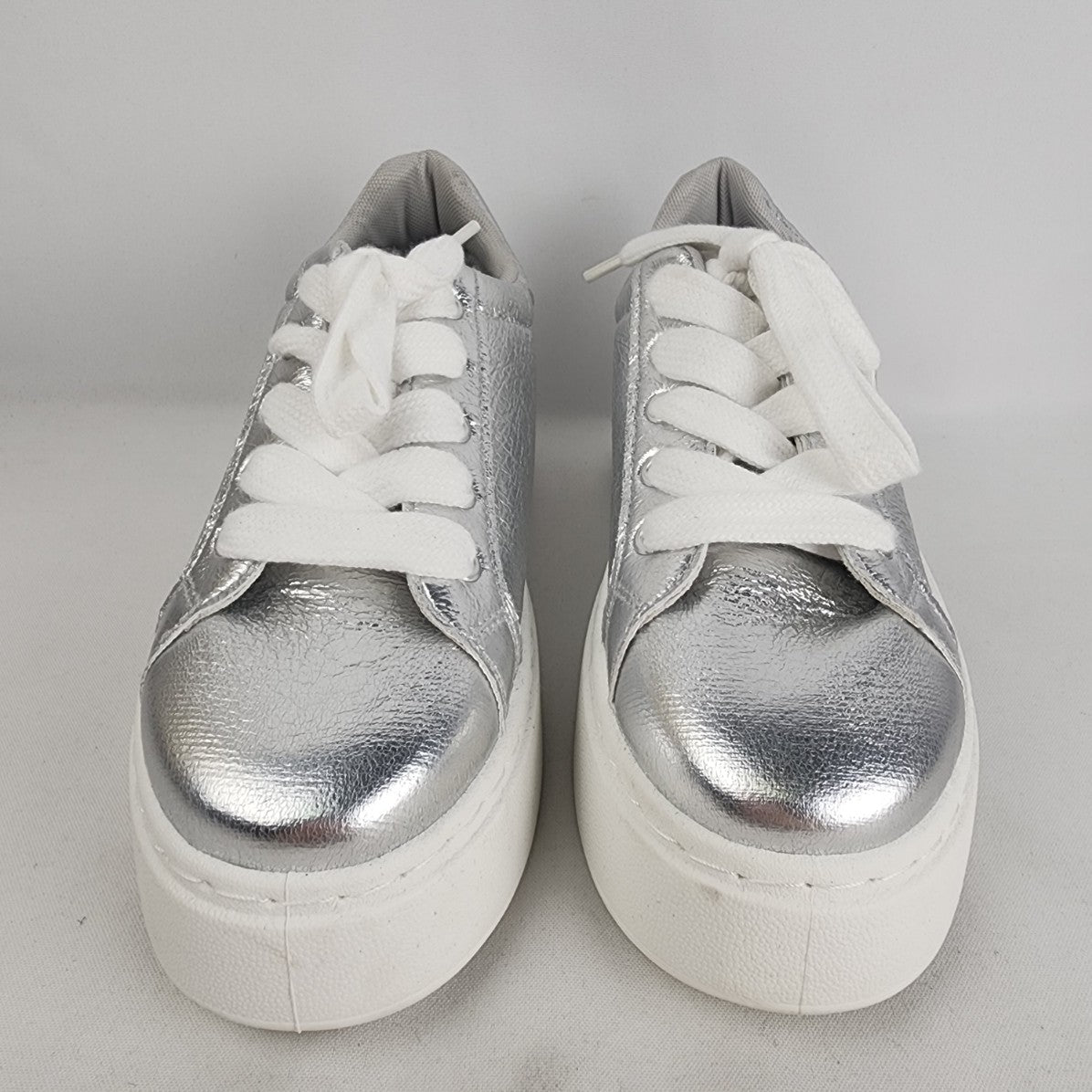 Dirty Laundry Silver Metallic Record Platform Sneaker Size 8