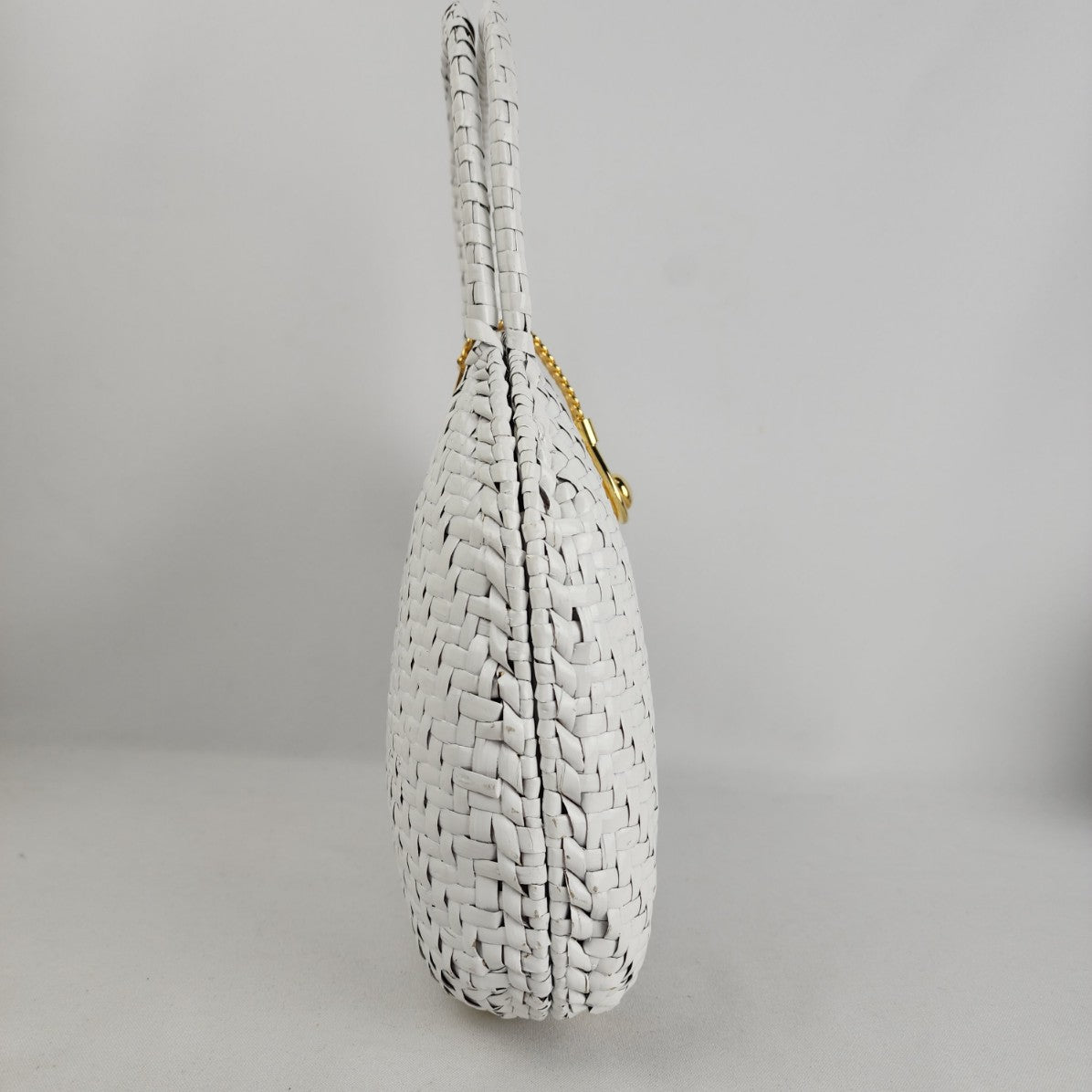 Vintage Walborg White Gold Trim Woven Clutch Purse