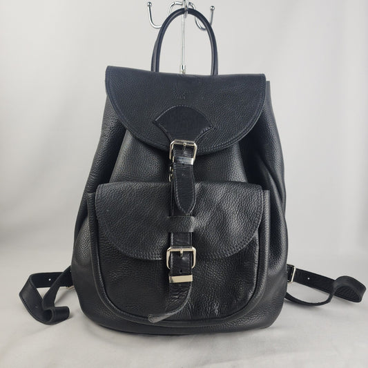 Roots Black Pebbled Leather Backpack