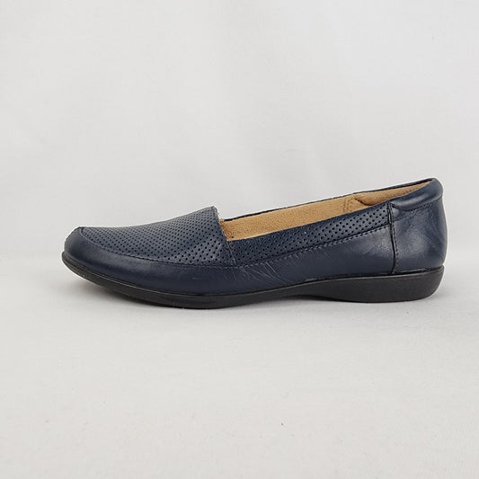 Naturalizer Fuji Navy Leather Perforated Loafers Size 7