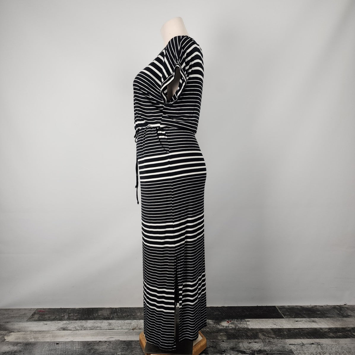 AVA & VIV Black Striped Maxi Dress Size 1XL