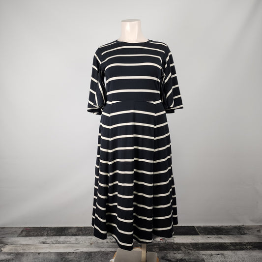 Who What Wear Black Stripped Fit & Flare Dress Size XL