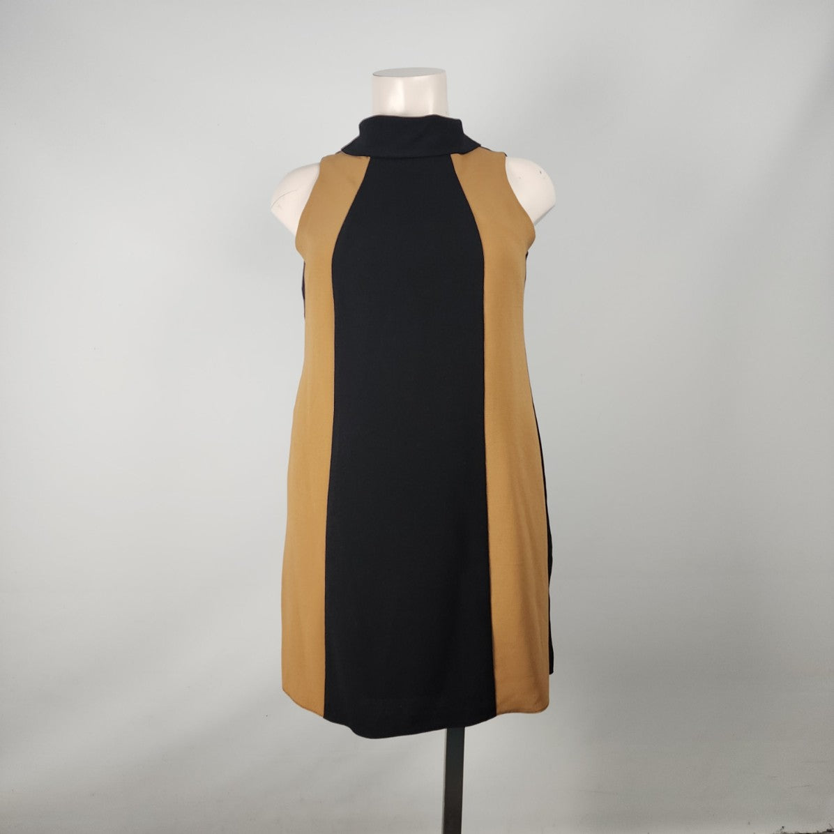 Black & Brown High Neck Shift Dress Size 18