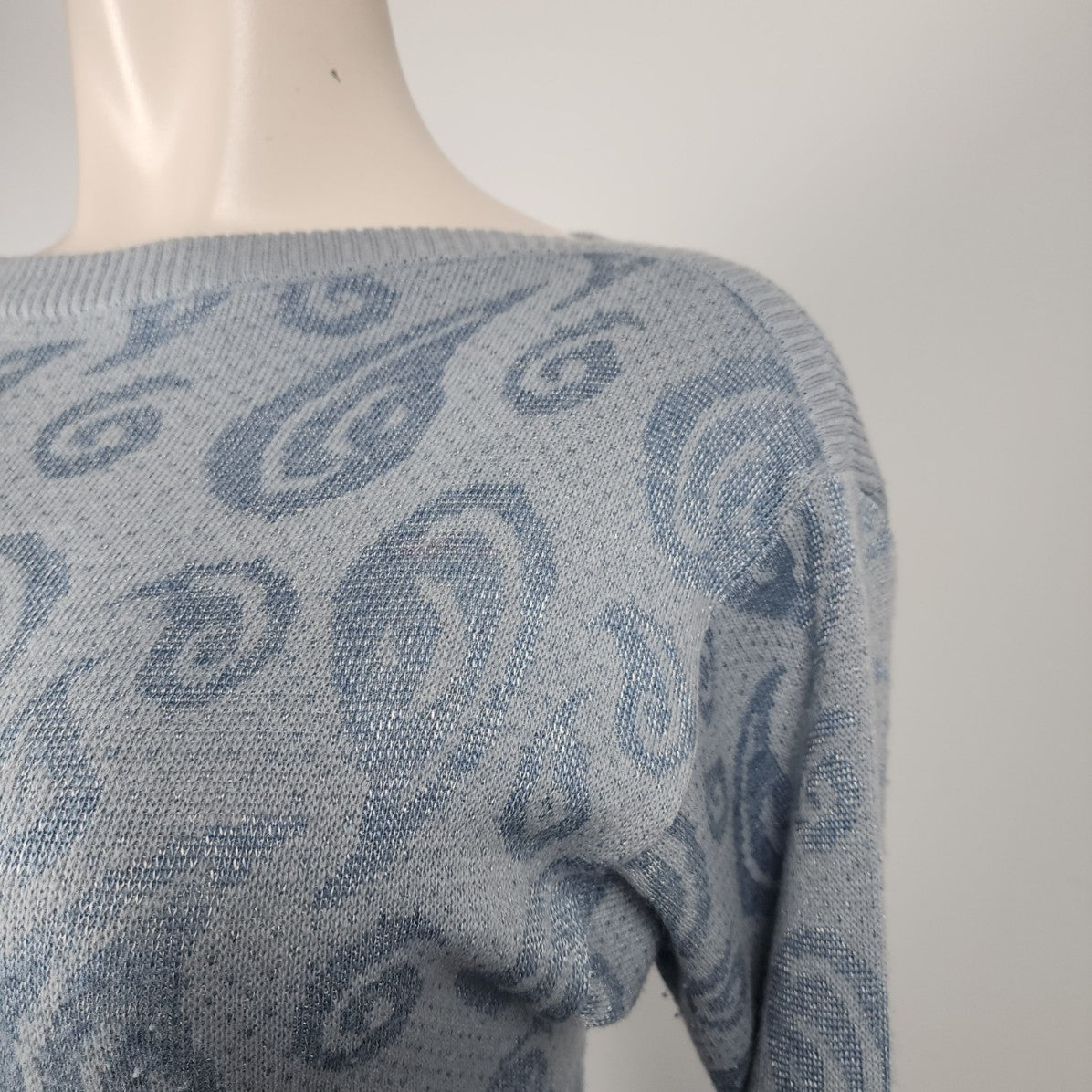 Vintage Express Blue Knit Wool Sweater Dress Size M