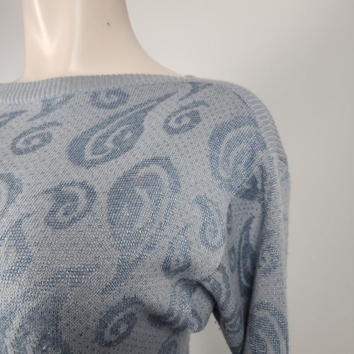 Vintage Express Blue Knit Wool Sweater Dress Size M