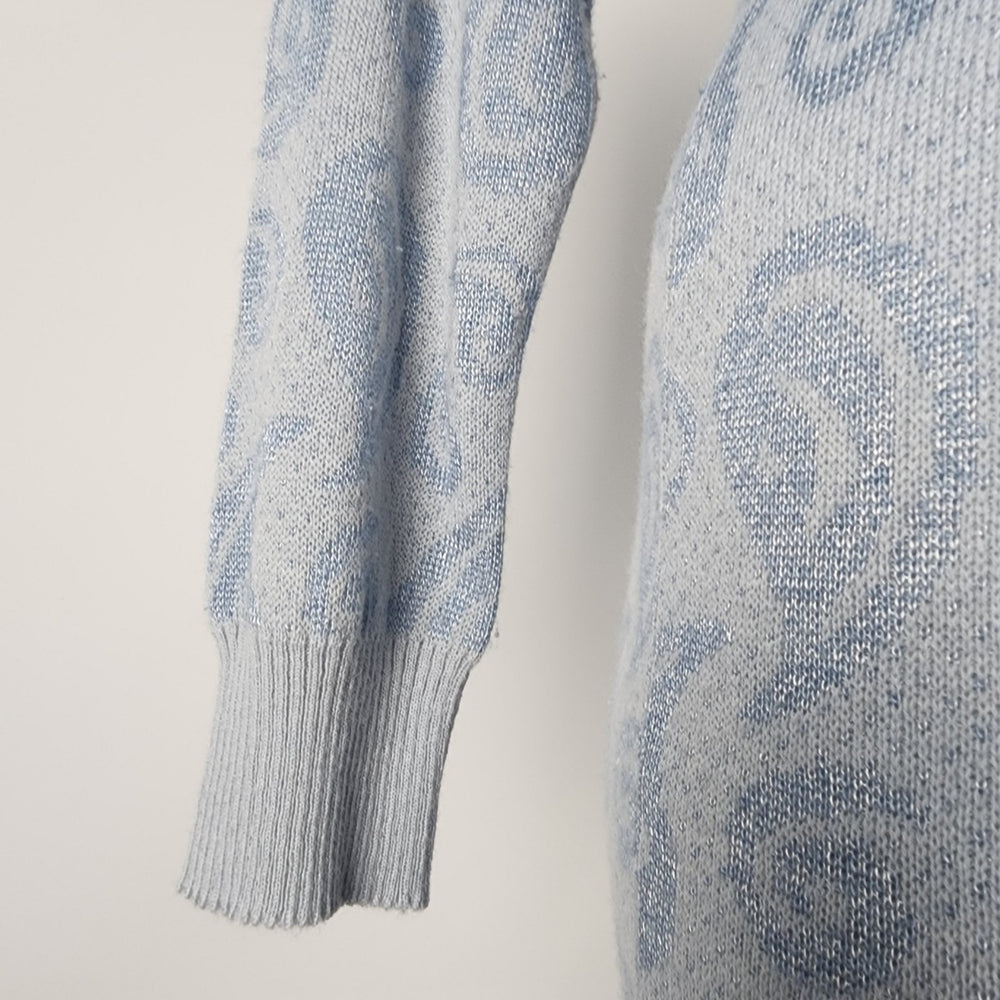 Vintage Express Blue Knit Wool Sweater Dress Size M