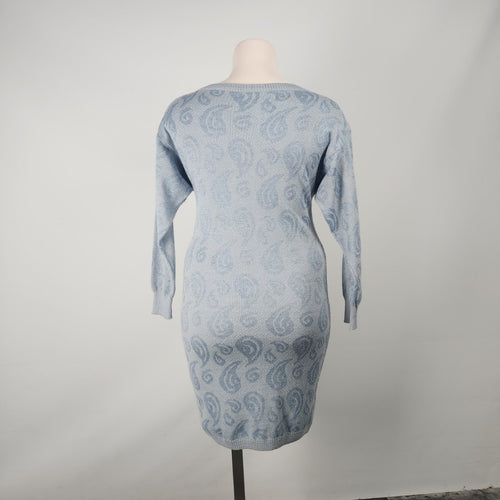 Vintage Express Blue Knit Wool Sweater Dress Size M