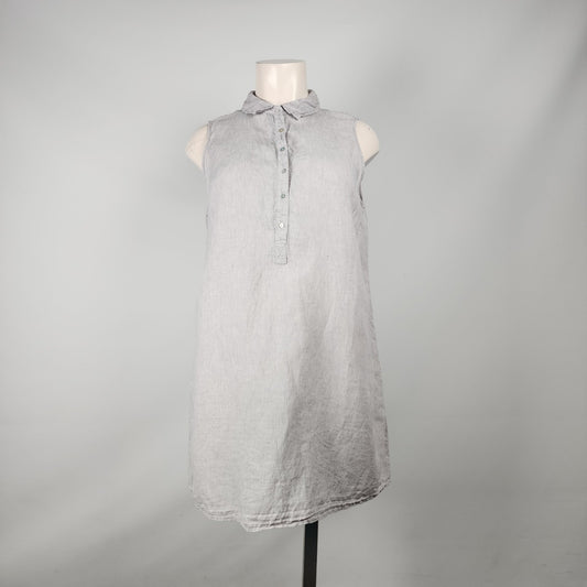 Tahari Grey Linen Sleeveless Collared Dress Dress Size 2X