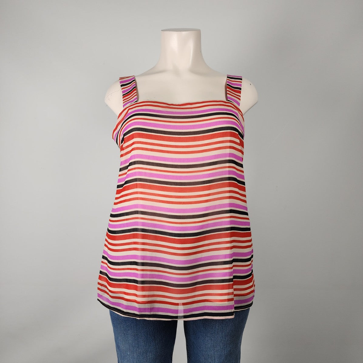 Cabi Pink Striped Sleeveless Top Size XL