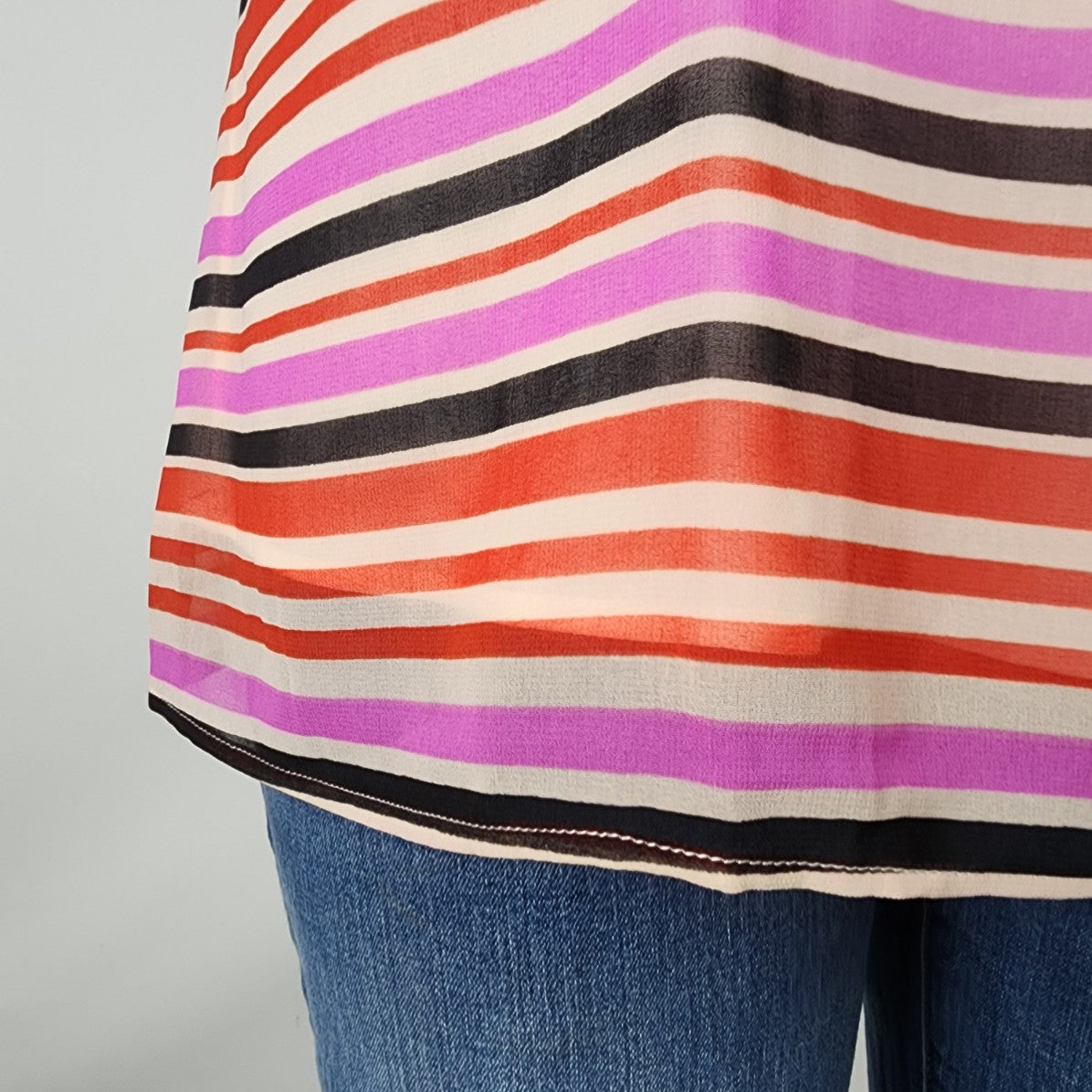 Cabi Pink Striped Sleeveless Top Size XL