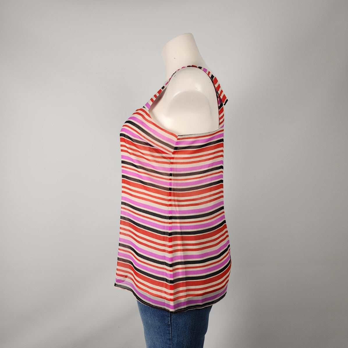 Cabi Pink Striped Sleeveless Top Size XL